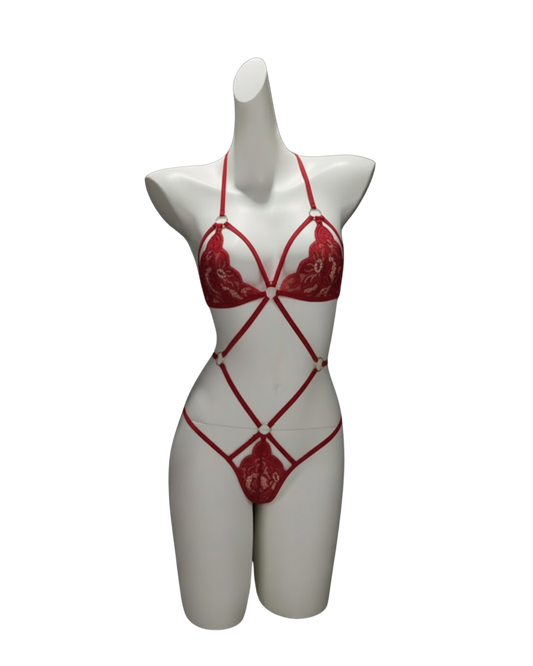 Moonlight Lace Petite Sleepwear – Wine Red