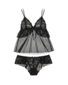 Moonlight Lace Sheer Camisole Set – Black