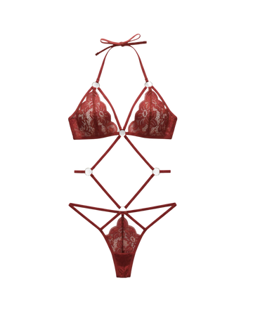 Moonlight Lace Petite Sleepwear – Wine Red