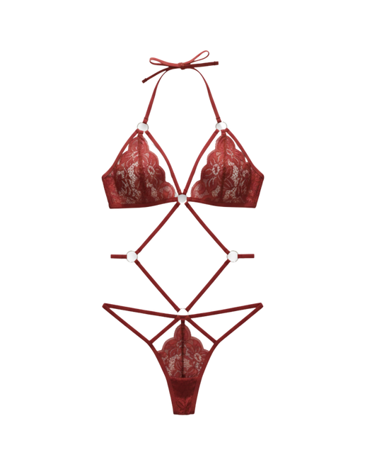 Moonlight Lace Petite Sleepwear – Wine Red