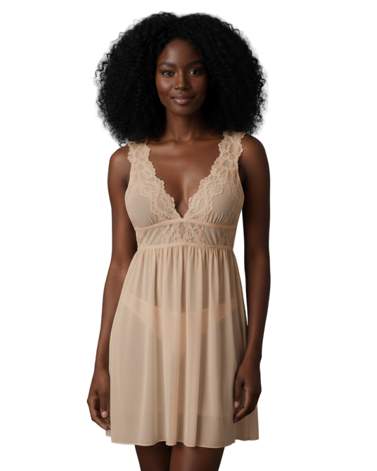 Midnight Whisper Mesh Nightdress – White