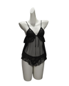 Moonlight Lace Sheer Camisole Set – Black