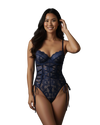 Sweet Role Blue Lace Shaping Bodysuit Set - with Stockings