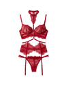 Scarlet Hourglass Lace Corset 3-Piece Set – Wine Red