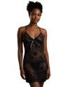Whispered Bloom Lace Slip Dress – Black