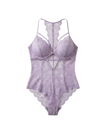 Crimson Dream Lace Bodysuit with Stockings – Lavender