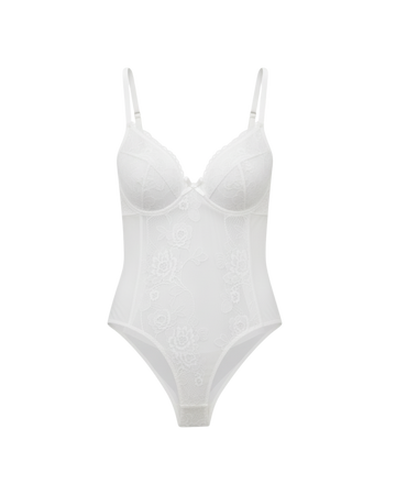 Crimson Dream Structured Lace Bodysuit – White