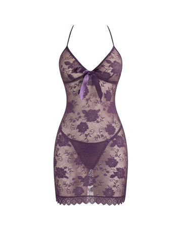 Whispered Bloom Lace Slip Dress – Purple