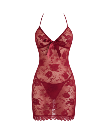 Whispered Bloom Lace Slip Dress – Wine Red