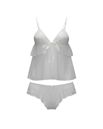 Moonlight Lace Sheer Camisole Set – White