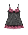 Afterglow Black & Pink Lace Mini Dress – Underwire Support