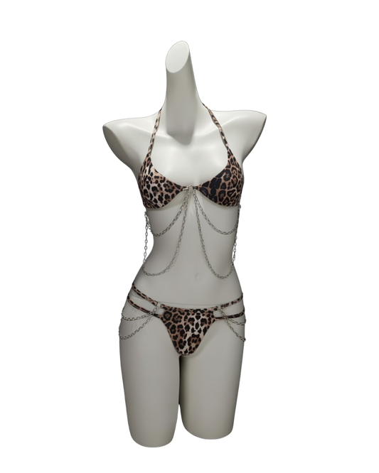 Wild Poem Leopard Halter Two-Piece Set – Bra & Panty
