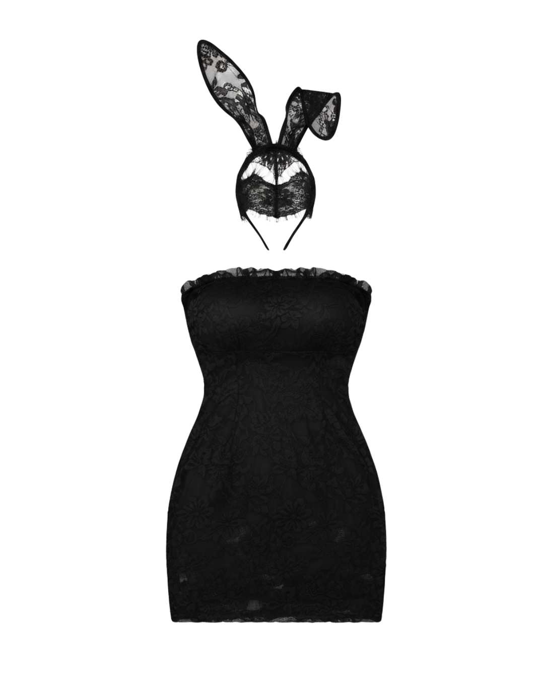 Afterglow Off-Shoulder Lace Dress with Headband – Black