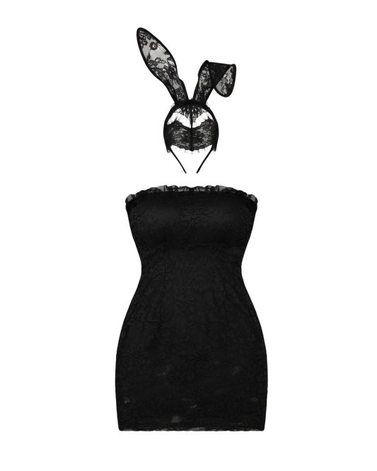 Afterglow Off-Shoulder Lace Dress with Headband – Black