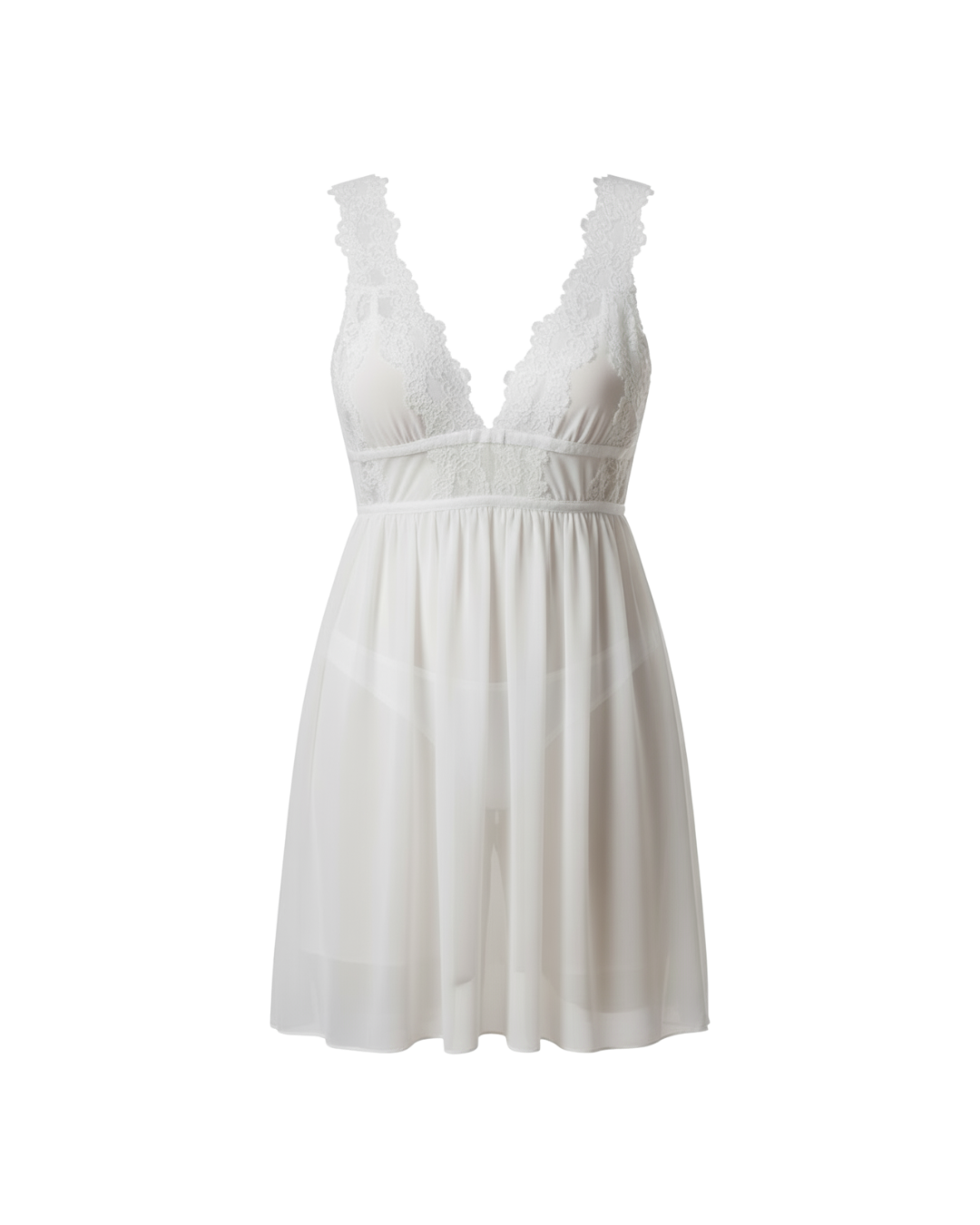 Midnight Whisper Mesh Nightdress – White