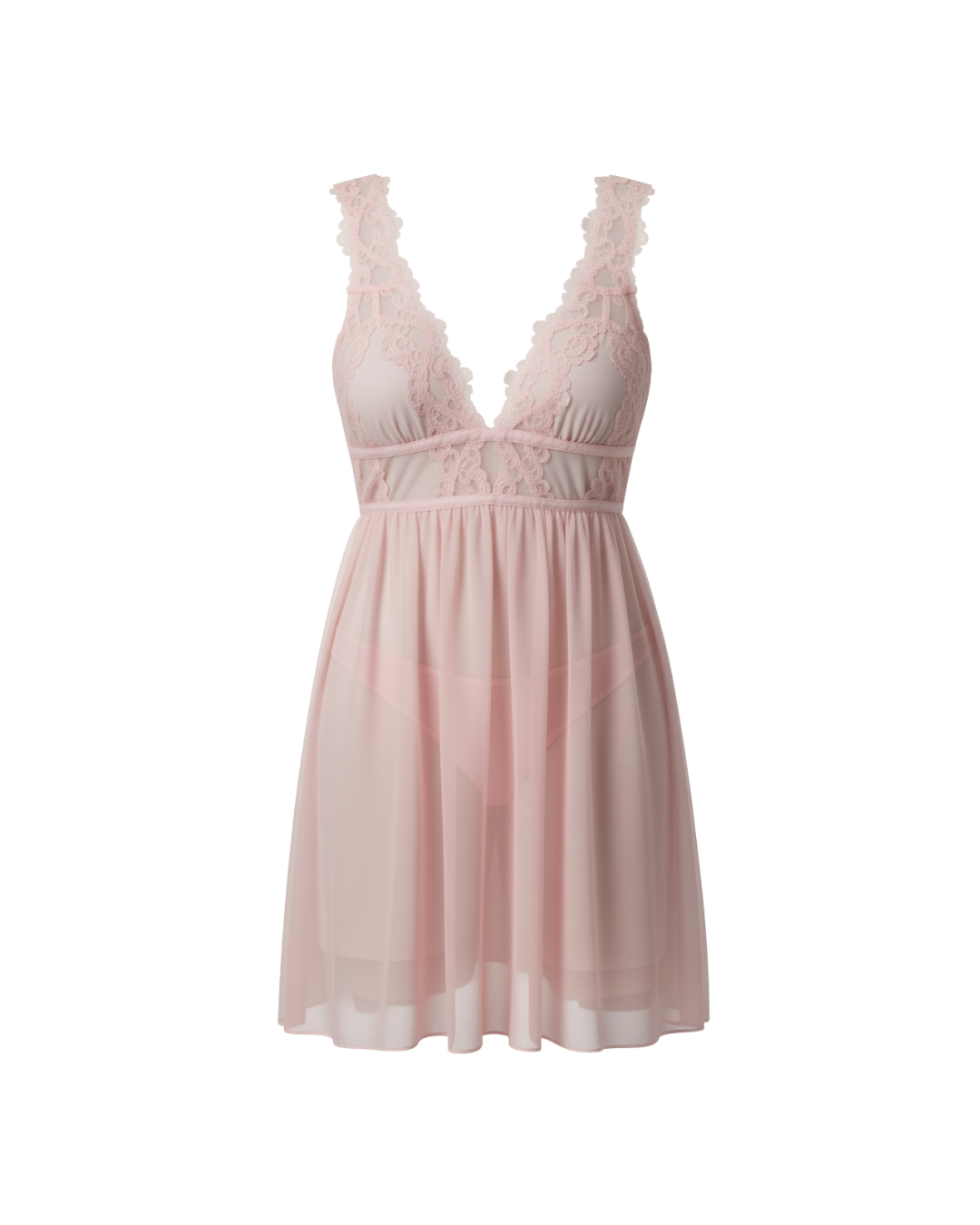Midnight Whisper Mesh Nightdress – Nude Pink