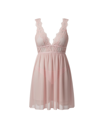 Midnight Whisper Mesh Nightdress – Nude Pink