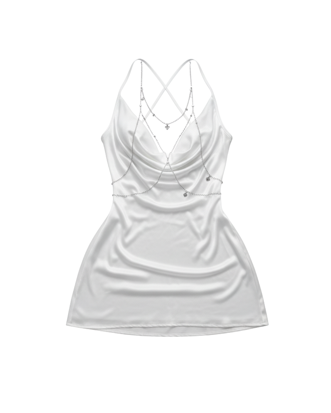 Crimson Dream Mesh Halter Babydoll Set – White